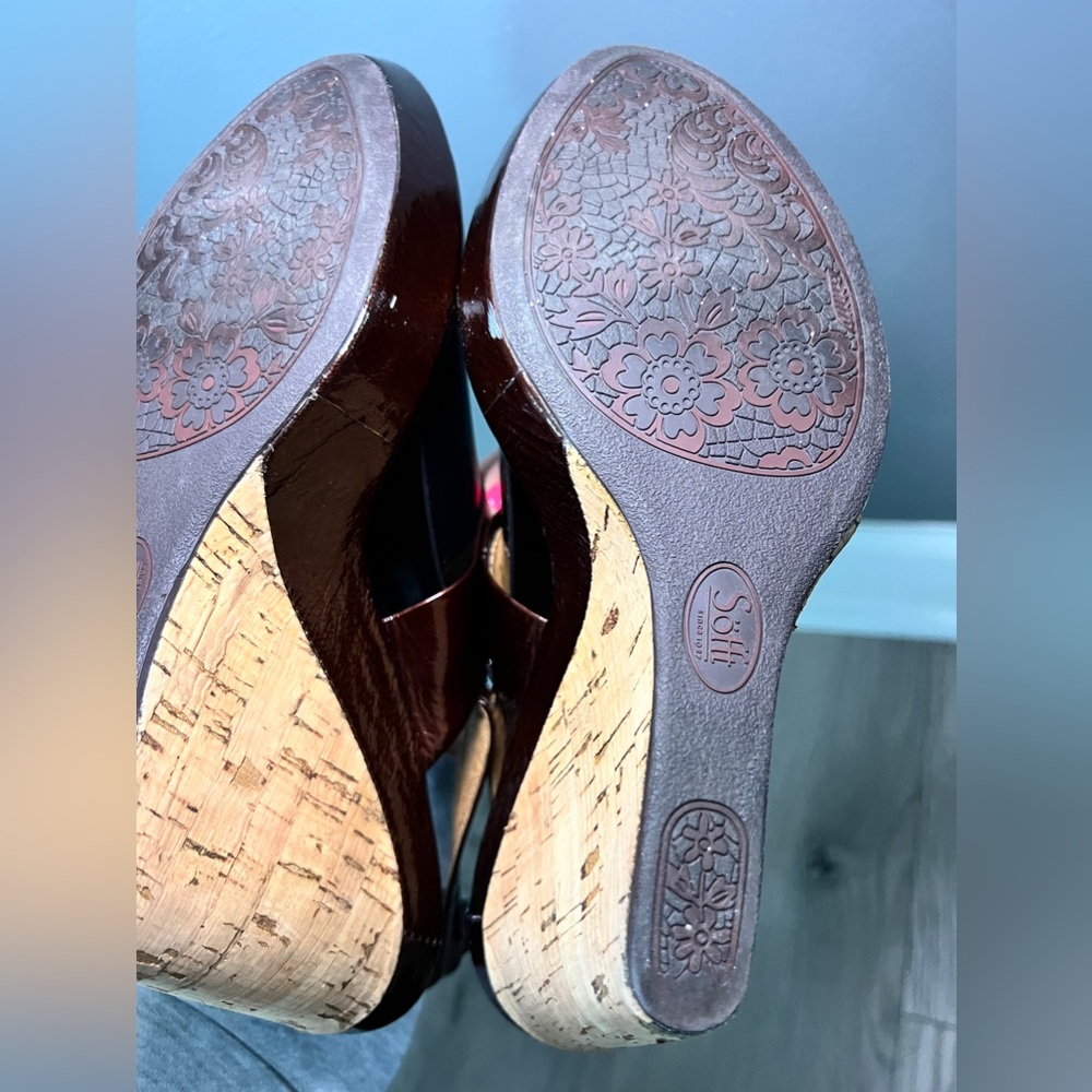 Sofft Women’s Three Ring Cork Brown Sandal Wedges‎ Size 8.5 - Picture 11 of 12